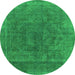 Round Oriental Green Industrial Rug, urb1819grn