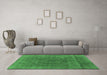 Machine Washable Oriental Emerald Green Industrial Area Rugs in a Living Room,, wshurb1819emgrn