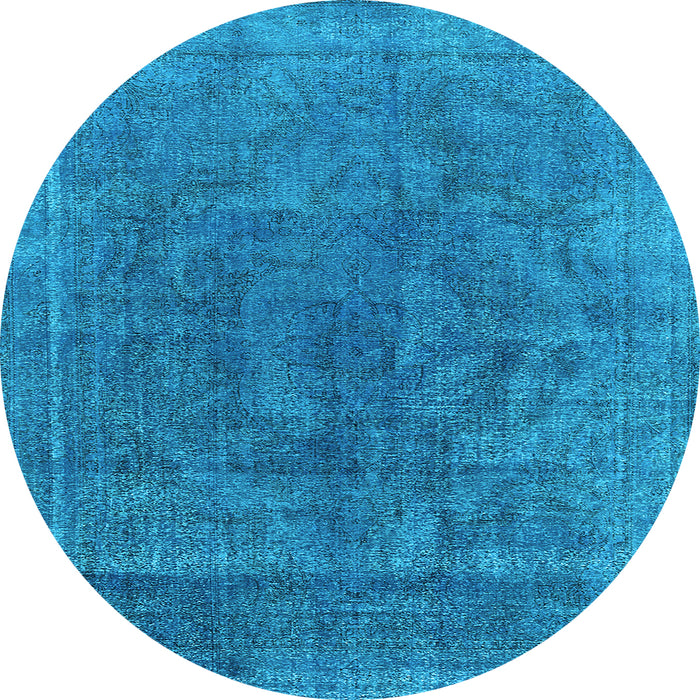 Round Oriental Light Blue Industrial Rug, urb1819lblu
