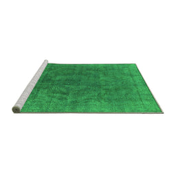 Sideview of Machine Washable Oriental Green Industrial Area Rugs, wshurb1819grn