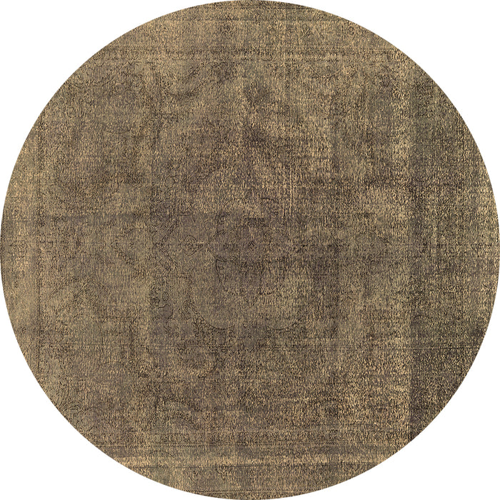 Round Machine Washable Oriental Brown Industrial Rug, wshurb1819brn