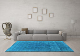 Machine Washable Oriental Light Blue Industrial Rug in a Living Room, wshurb1819lblu