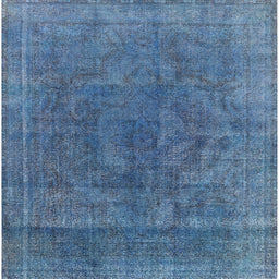 Square Mid-Century Modern Iceberg Blue Oriental Rug, urb1819