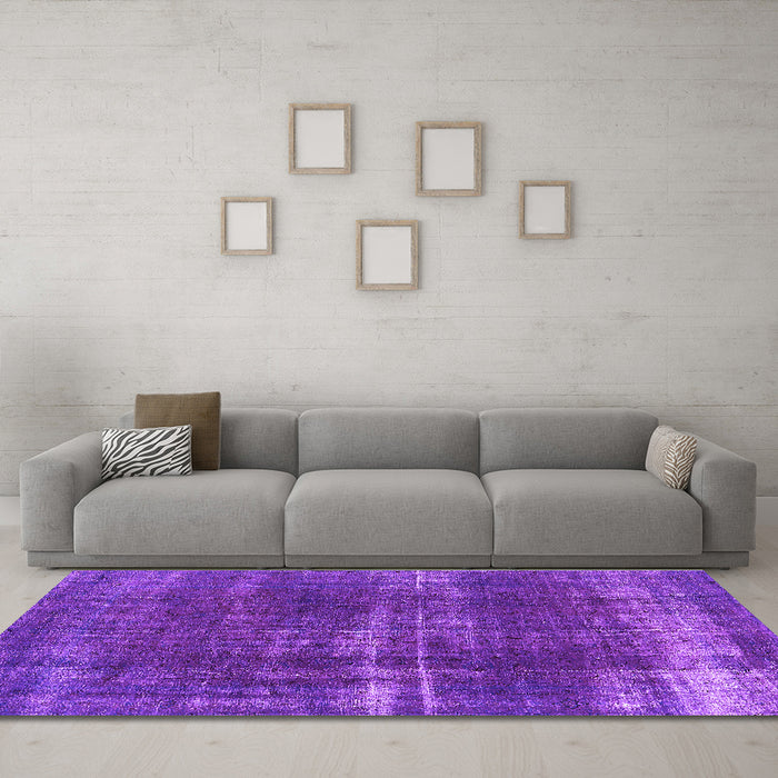 Machine Washable Oriental Purple Industrial Area Rugs in a Living Room, wshurb1820pur