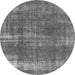 Round Oriental Gray Industrial Rug, urb1820gry