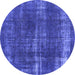 Round Oriental Blue Industrial Rug, urb1820blu