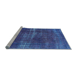 Sideview of Machine Washable Oriental Light Blue Industrial Rug, wshurb1820lblu