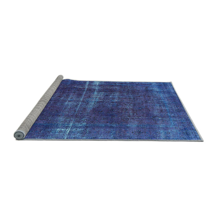 Sideview of Machine Washable Oriental Light Blue Industrial Rug, wshurb1820lblu