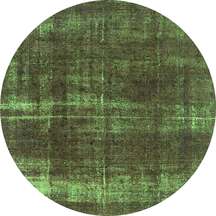 Round Oriental Green Industrial Rug, urb1820grn