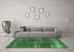 Machine Washable Oriental Emerald Green Industrial Area Rugs in a Living Room,, wshurb1820emgrn