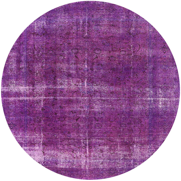 Round Machine Washable Industrial Modern Medium Orchid Purple Rug, wshurb1820