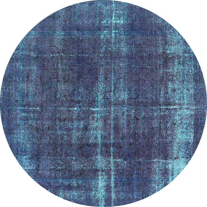 Round Machine Washable Oriental Turquoise Industrial Area Rugs, wshurb1820turq