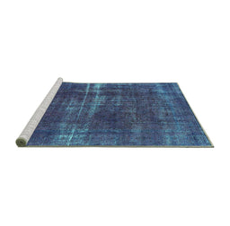 Sideview of Machine Washable Oriental Turquoise Industrial Area Rugs, wshurb1820turq