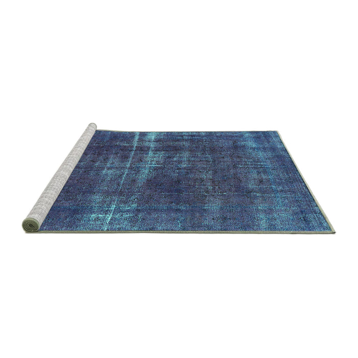 Sideview of Machine Washable Oriental Turquoise Industrial Area Rugs, wshurb1820turq