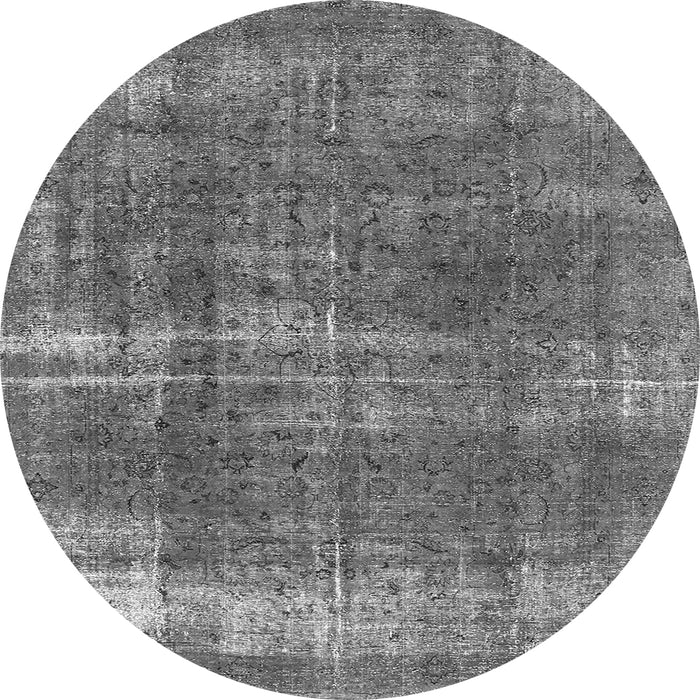 Round Machine Washable Oriental Gray Industrial Rug, wshurb1820gry