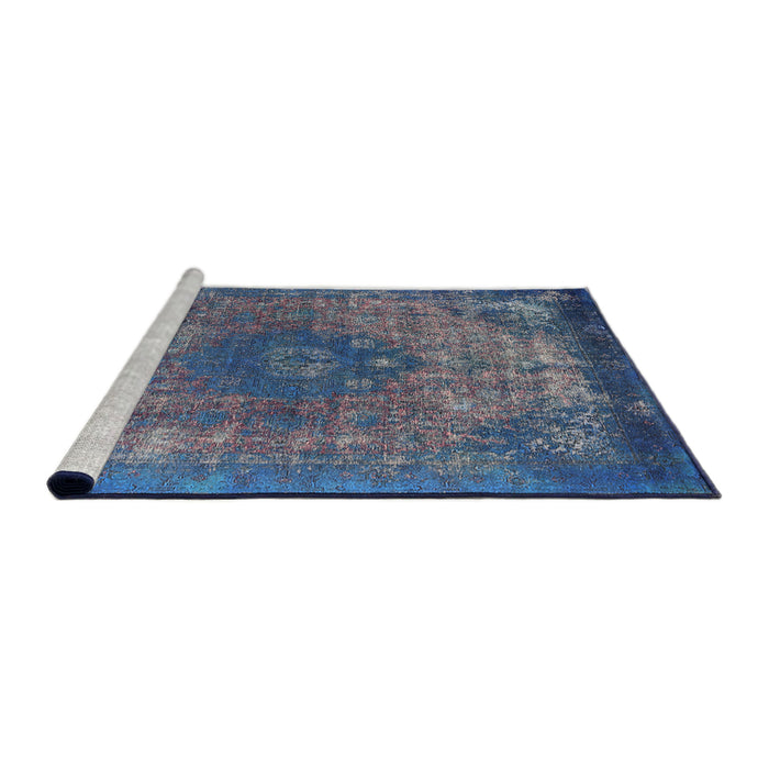 Sideview of Machine Washable Industrial Modern Silk Blue Rug, wshurb1821
