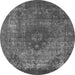 Round Oriental Gray Industrial Rug, urb1821gry