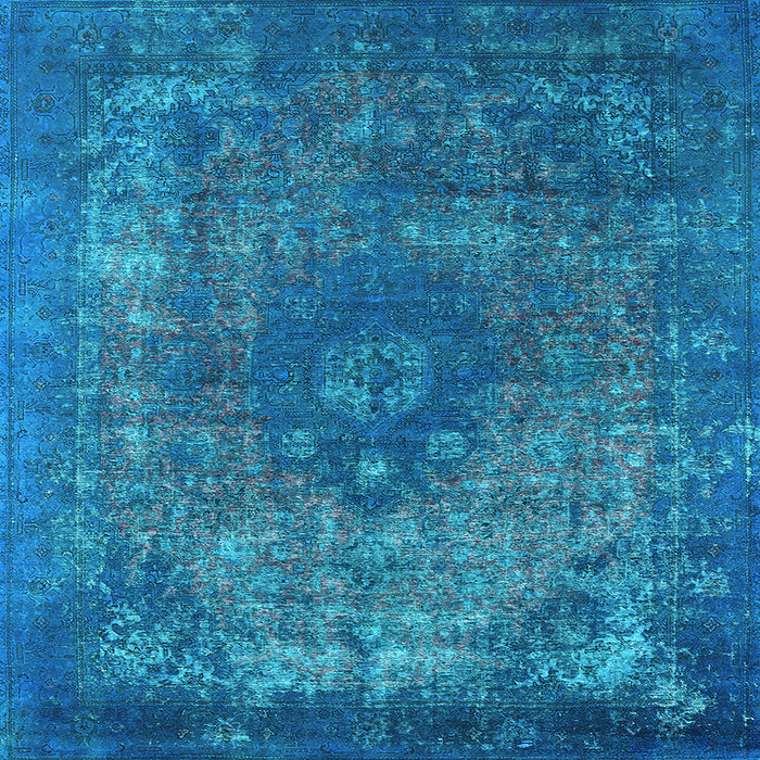 Square Machine Washable Oriental Light Blue Industrial Rug, wshurb1821lblu