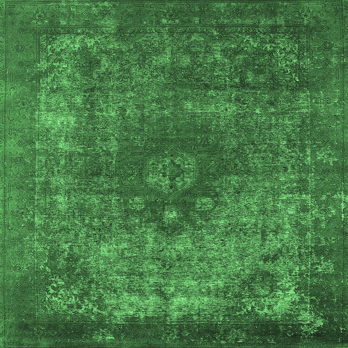Square Oriental Emerald Green Industrial Rug, urb1821emgrn