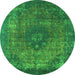 Round Oriental Green Industrial Rug, urb1821grn