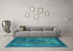 Machine Washable Oriental Turquoise Industrial Area Rugs in a Living Room,, wshurb1821turq