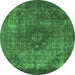 Round Oriental Emerald Green Industrial Rug, urb1821emgrn