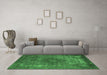 Machine Washable Oriental Emerald Green Industrial Area Rugs in a Living Room,, wshurb1821emgrn