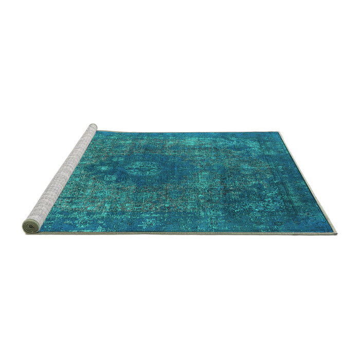 Sideview of Machine Washable Oriental Turquoise Industrial Area Rugs, wshurb1821turq
