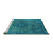 Sideview of Machine Washable Oriental Turquoise Industrial Area Rugs, wshurb1821turq