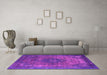 Machine Washable Oriental Pink Industrial Rug in a Living Room, wshurb1821pnk