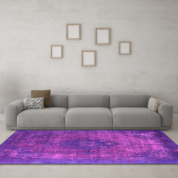 Machine Washable Oriental Pink Industrial Rug in a Living Room, wshurb1821pnk
