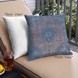Front View of Mid-Century Modern Urban Square Silk Blue Throw Pillow, 18 inch by 18 inch, pwurb1821