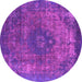 Round Machine Washable Oriental Pink Industrial Rug, wshurb1821pnk