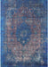 Machine Washable Industrial Modern Silk Blue Rug, wshurb1821