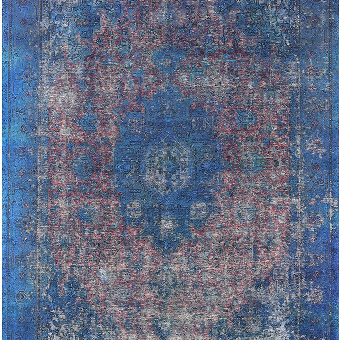 Machine Washable Industrial Modern Silk Blue Rug, wshurb1821