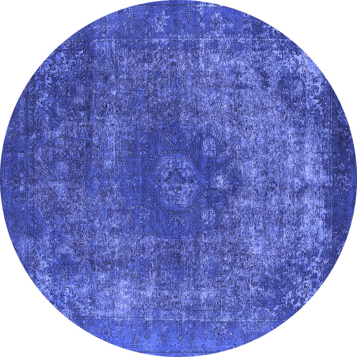 Round Oriental Blue Industrial Rug, urb1821blu
