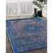 Mid-Century Modern Blue Oriental Rug in Family Room, urb1821