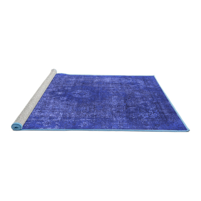 Sideview of Machine Washable Oriental Blue Industrial Rug, wshurb1821blu