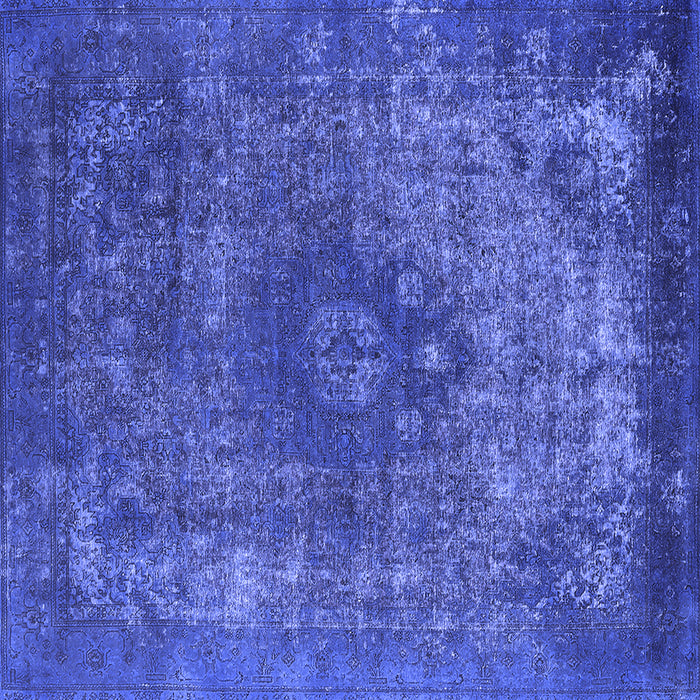Square Machine Washable Oriental Blue Industrial Rug, wshurb1821blu
