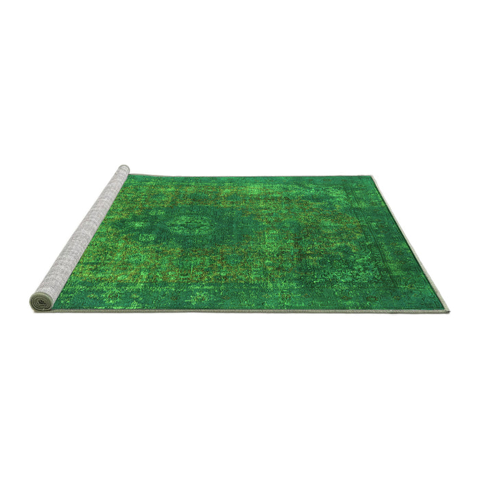 Sideview of Machine Washable Oriental Green Industrial Area Rugs, wshurb1821grn