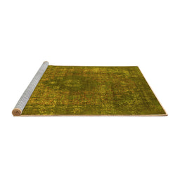 Sideview of Machine Washable Oriental Yellow Industrial Rug, wshurb1821yw