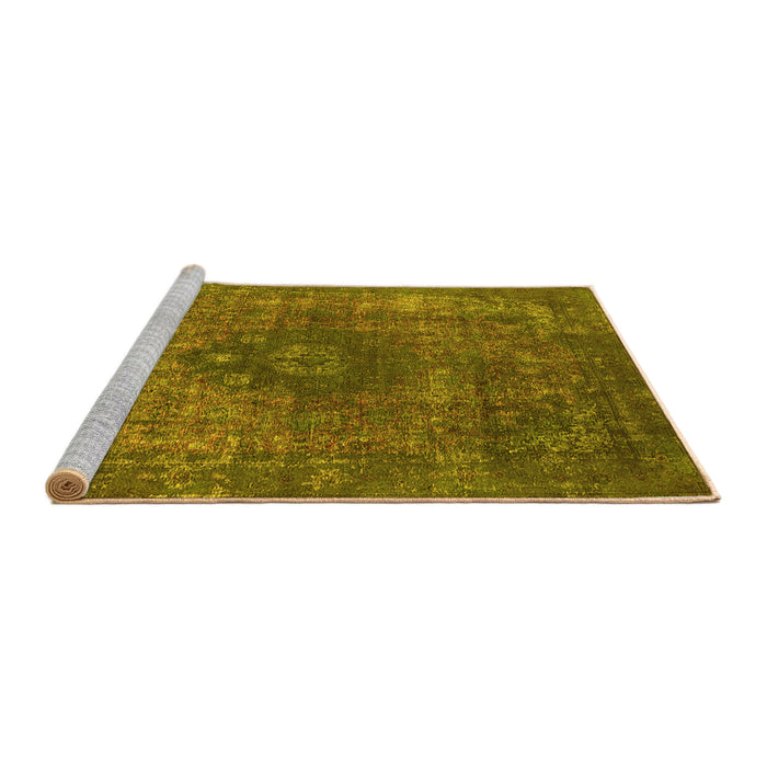 Sideview of Machine Washable Oriental Yellow Industrial Rug, wshurb1821yw