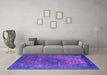 Machine Washable Oriental Purple Industrial Area Rugs in a Living Room, wshurb1821pur