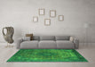 Machine Washable Oriental Green Industrial Area Rugs in a Living Room,, wshurb1821grn