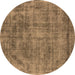 Round Machine Washable Oriental Brown Industrial Rug, wshurb1822brn