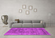 Machine Washable Oriental Pink Industrial Rug in a Living Room, wshurb1822pnk