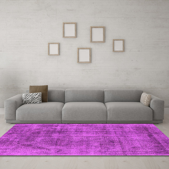 Machine Washable Oriental Pink Industrial Rug in a Living Room, wshurb1822pnk
