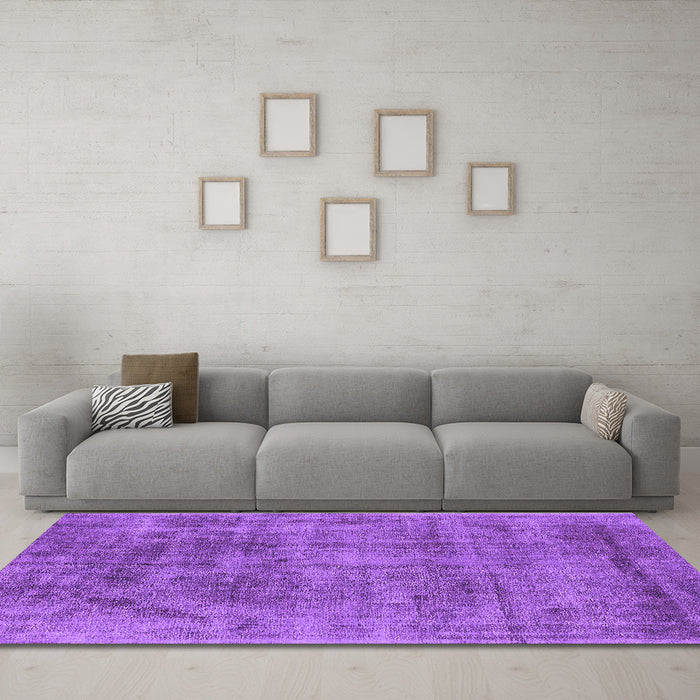 Machine Washable Oriental Purple Industrial Area Rugs in a Living Room, wshurb1822pur