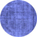 Round Oriental Blue Industrial Rug, urb1822blu