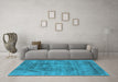 Machine Washable Oriental Light Blue Industrial Rug in a Living Room, wshurb1822lblu